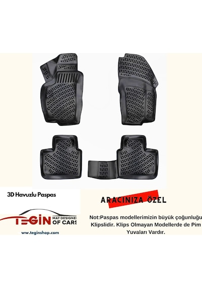 Peugeot Rifter Panelvan 2021 Geometrik Desenli 3d Havuzlu Oto Paspas Siyah