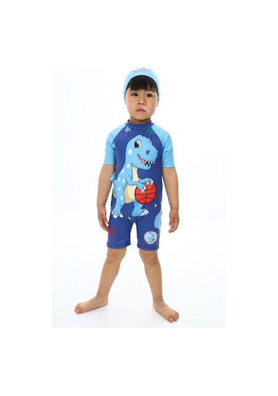 My Kids Wear Boneli Fermuarlı Erkek Çocuk Mayo Kiremit