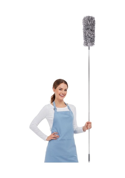 Teleskopik Saplı Toz Alma Mopu 240 Cm, Uzatılır Duvar Tavan Yer Temizleyici Mikrofiber Tozucu F277 Gri