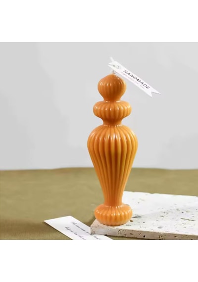 Silikon Avrupa Çizgili Mum Kalıbı Aromaterapi Mumluk Süs Masaüstü Dekorasyon Mumu 12.7 Cm