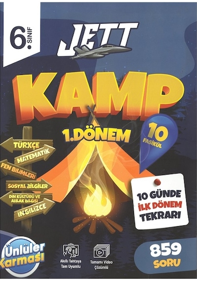 6.sınıf Yeni 1.dönem Jett Kamp Denemeleri 10 Günde İlk Dönem Tekrarı + Matematik Kitabı Hediyeli