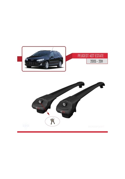 Peugeot 407 Estate 2005-2011 Arası İle Uyumlu Ace-1 Ara Atkı Tavan Barı Siyah