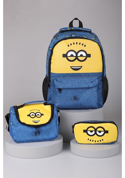 X Dekomus , Lisanslı Minions Banana Mood Collection Büyük Boy Okul,termoslu Beslenme Ve Kalem Çantası Seti Altın