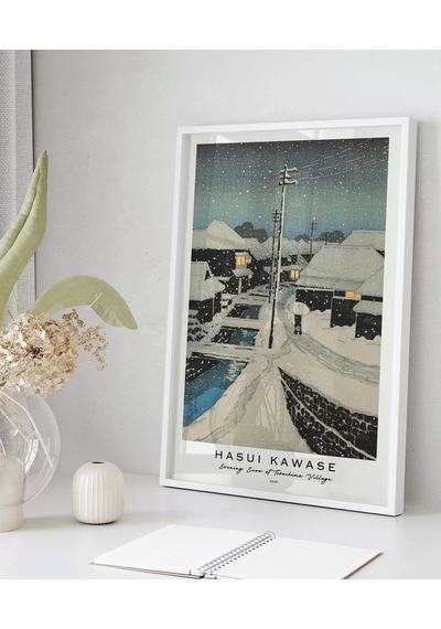 Çerçevesiz Poster Hasui Kawase Terashima Köyü'nde Akşam Karı