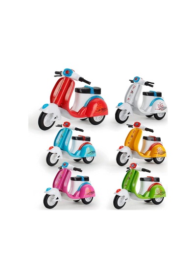 Diecast Metal Gövdeli Çek Bırak Oyuncak Scooter Klasik Motor 11 Cm Çok Renkli