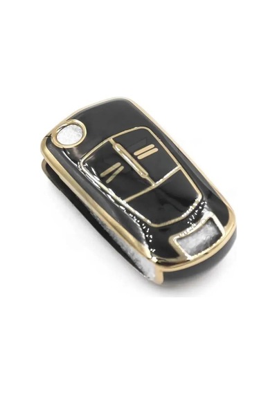 Opel Uyumlu Siyah Gold Astra H Corsa D 2 Buton Nano Koruma Anahtar Kılıfı