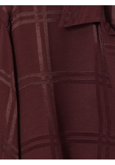 Lcw Studıo Bordo Beli Kuşaklı Ekose Kadın Gömlek