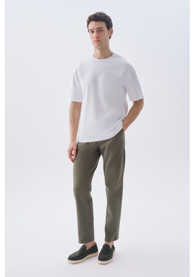 Mudo Erkek Erkek Beyaz Oversize Bisiklet Yaka T-shirt 1267697