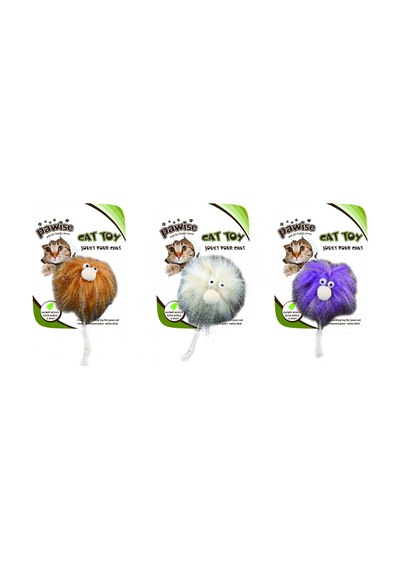 Pawise 7 CM Catnipli Tüylü Canavar Peluş Kedi Oyuncağı Çok Renki