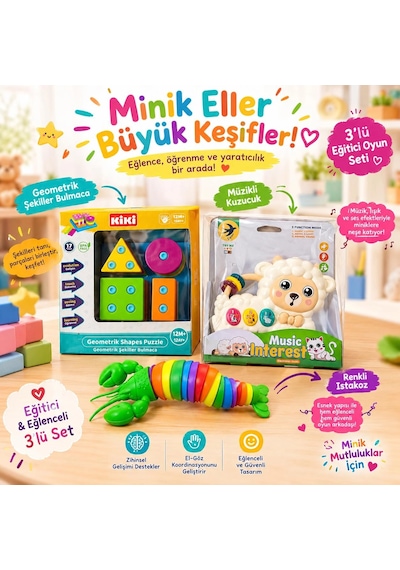 Geometrik Şekiller - Kuzu Piyano - Sök Tak Istakoz Çok Renkli