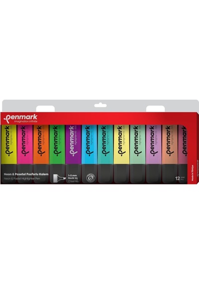 Penmark Fosforlu Kalem 12'li Karışık Renk 6 Pastel Ve 6 Neon Genel