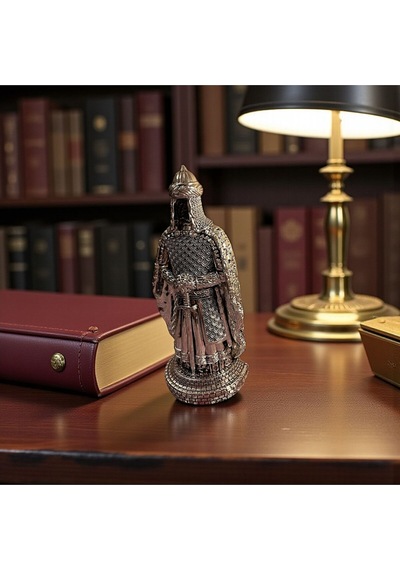 Osmanlı Zırhlı Asker Dekoratif Biblo Metal Görünümlü Masa Üstü, Ofis & Kitaplık Heykeli