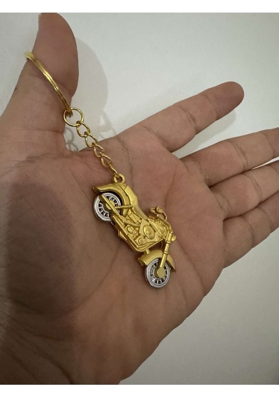 Herşey Nota Harley Motorsiklet Gold 3 Boyutlu Tekerlekleri Dönen Anahtarlık