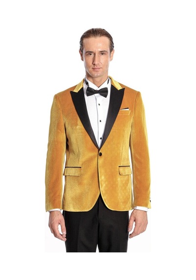 Wessi Kadife Slim Fit Sarı Erkek Smokin Ceket Sarı