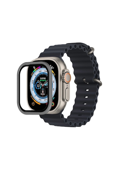 Newface Apple Uyumlu Watch Ultra 49mm Alüminyum Kasa Cam Ekran Koruyucu Semeglbl - 51 - Gri
