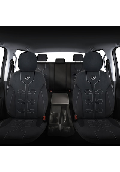 Minderland Fa Serisi - Ford Tourneo Courier İle Uyumlu Koltuk Kılıfı, Tay Tüyü / Siyah