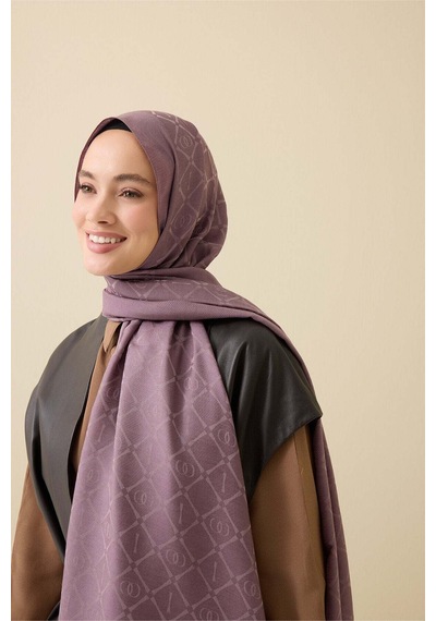 Imannoor İman I Kafes Gri-lila Tencel Pamuk İpek Şal 70x200 Gri-lila