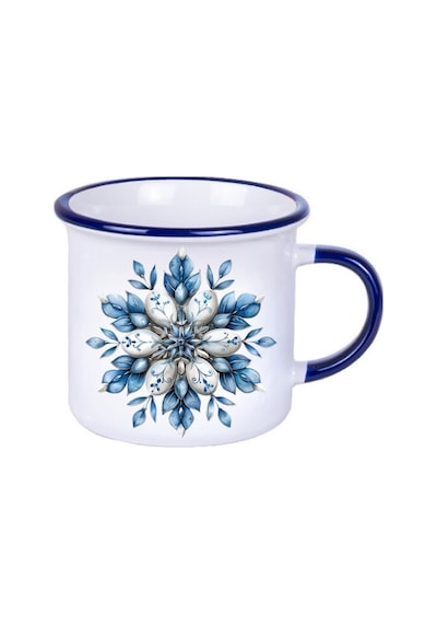 Deepcraft Best Quality Enamel Mavi Kulp Kupa Yılbaşı,sevgililer Günü, Hediyelik Kupa 300ml Beyaz