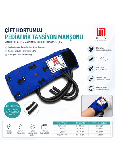 Çift Hortumlu Pediatrik Tansiyon Manşonu Yenidoğan Hassas Ölçüm