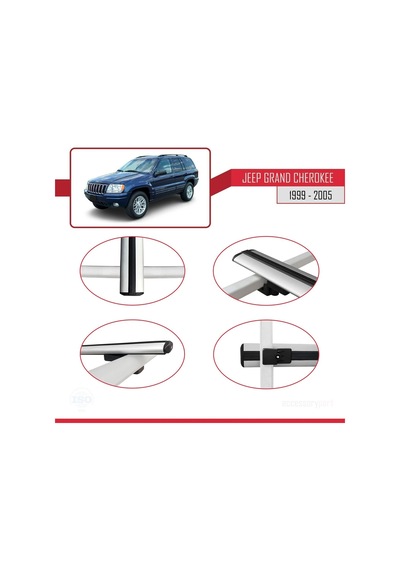 Jeep Grand Cherokee 1999-2005 Arası İle Uyumlu Basic Model Ara Atkı Tavan Barı Gri 3 Adet