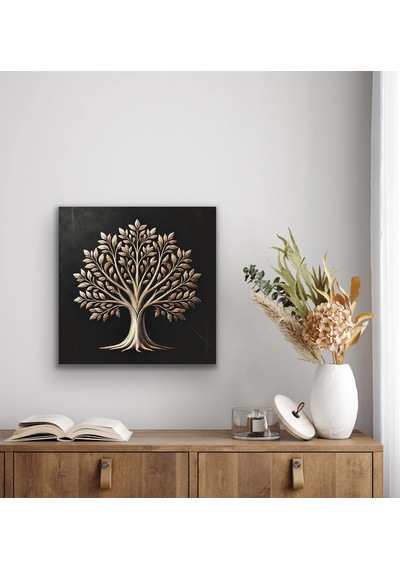 Bronz Ağaç Kanvas Tablo 60x60cm Çok Renkli
