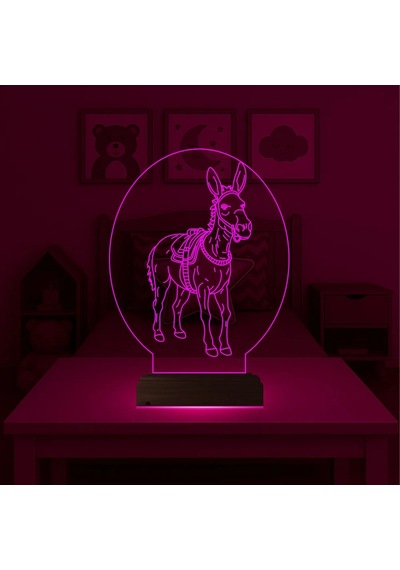 Luvivia Çocuk Odası Donkey 3d Lamba - Masa Gece Lambası Şeffaf