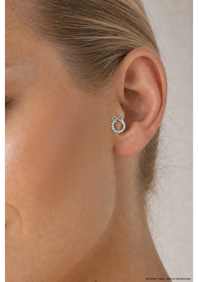 Işıltılı Fiyonk 18 Ayar Beyaz Altın Kaplama Gümüş Tragus-flat Piercing