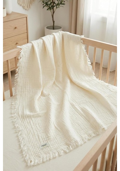 Hamur Bebek Muslin Pıke 85x100 Cm Ekru%100 Pamuklu