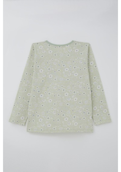 Breeze Kız Çocuk Pijama Takımı Çiçek Desenli 9-12 Yaş, Su Yeşili