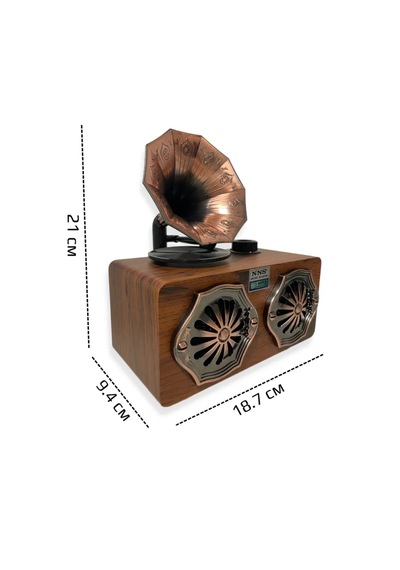 Ultratekno Ns-801bt Retro Gramofon Görünümlü Ahşap Hoparlör Bluetooth Aux Fm Radyo