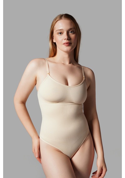 Fit Women Çıtçıtlı String Body Korse 9052 Bej