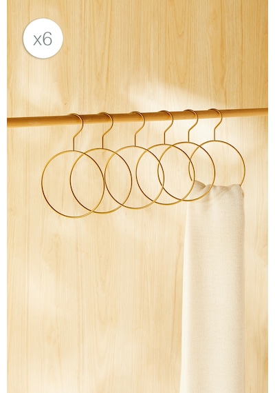 Ocean Home Textile 6'lı Yuvarlak Altın Renk Metal Aksesuar Askısı 24.5 X 16 X 0.5 Cm Gold
