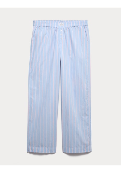Marks & Spencer Çizgili Geniş Paça Pijama Altı T37001824P Mavi