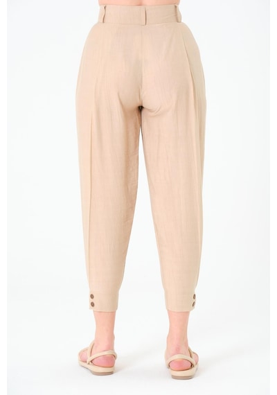 Sortie Collection Paça Düğmeli Pantolon Bej
