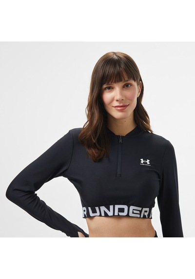 Under Armour Heat Gear Rib 1/4 Zipped Kadın Siyah Cropped Üst1388692