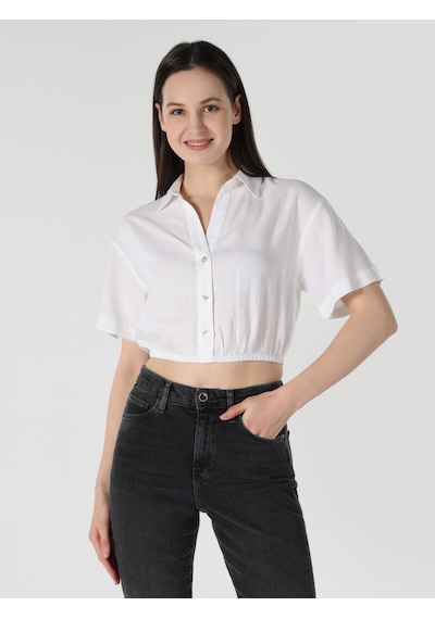 Colin's Colins Regular Fit Shirt Neck Beyaz Kadın Kısa Kol Gömlek Cl1063853 Beyaz Colin's Colins Regular Fit Shirt Neck Beyaz Kadın Kısa Kol Gömlek Cl1063853 Beyaz