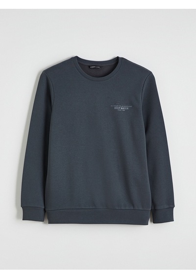 Lcwaıkıkı Classic Antrasit Bisiklet Yaka Erkek Kalın Sweatshirt