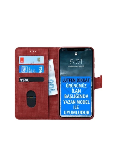 Huawei P40 Lite Kapakli Kredi Karti Para Bölmeli Cüzdan Kilif 485620855
