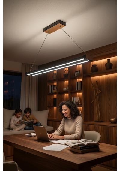 Vega Gold Lineer Led Sarkıt Avize Kumandalı Dim Edilebilir Aşağı Işık Beyaz Işık