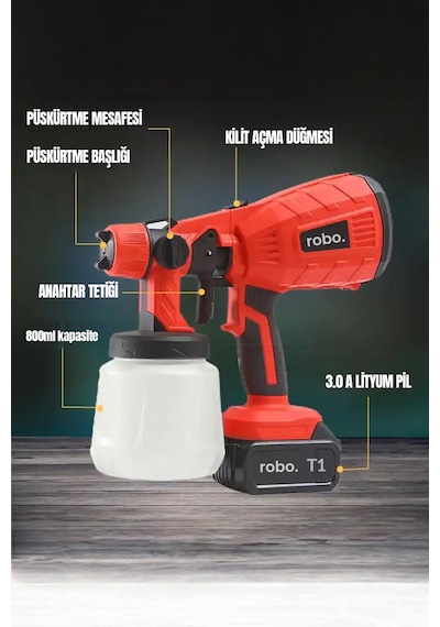 Robo Şarjlı Boya Makinesi
