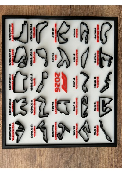 Formula 1 2026 Takvimi 3d Pist Tablosu 22x25 Cm Masaüstü Standlı & Duvara Asılabilir Çerçeve