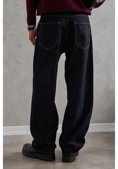 Erkek Ekstra Baggy Jean Pantolon Lacivert