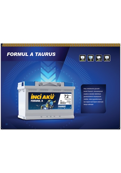 İnci Formul A Taurus 12 V 72 Ah 700 Cca En Akü-yerinde Montaj
