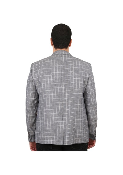 Sposo 5137 Dar Kalıp Kareli Bej Erkek Blazer Ceket Bej