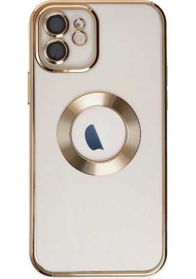 Apple Uyumlu  iPhone 11 Yanları Renkli Lens Korumalı Logo Gösteren Şeffaf Luxury Kılıf - Rose Gold