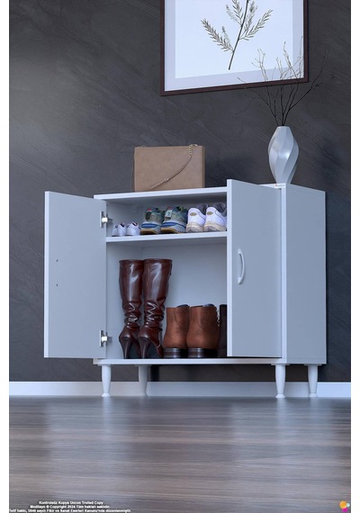 Bulut Ayakkabılık - Kapaklı 1 Raf 2 Bölmeli Dar Alanlar İçin Çok Amaçlı Dolap 85 Cm Beyaz Bulut Ayakkabılık - Kapaklı 1 Raf 2 Bölmeli Dar Alanlar İçin Çok Amaçlı Dolap 85 Cm Beyaz