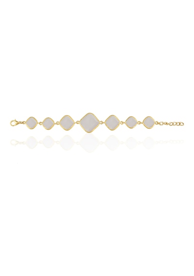 Kadir Jewellery 22 Ayar Altın Kaplama Zirkon Taşlı Ayarlanabilir Zincir Bileklik Pembe
