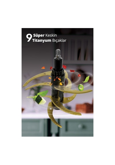 Kiwi Kc-8250 Gıda Öğütücü Doğrayıcı 500w Güçlü Motor&3l Cam Kase &9 Titanyum Bıçaklı & Dokunmatik Ekran