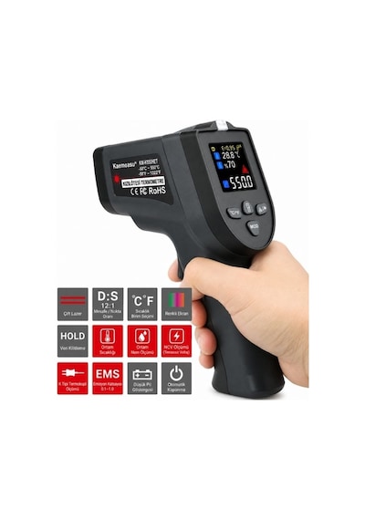 Kaemeasu Km-k550het Dijital Lazer Termometre Infrared Ve Prob Çift Ölçüm