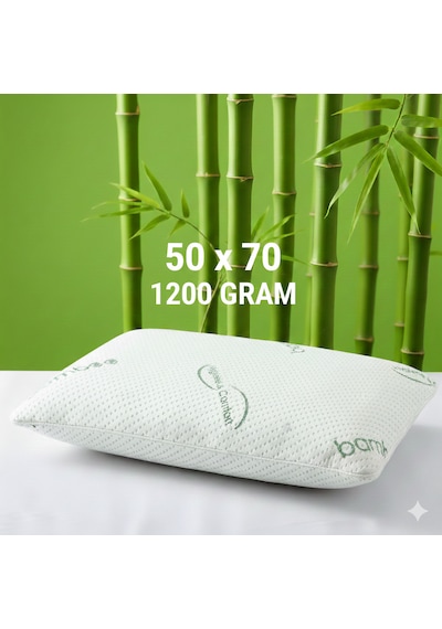 Heyner 2 Adet 1200 Gram Bamboo Yastık 50x70 Visco Bambu Yastık 2'li Paket Ortopedik Yastık Yeşil